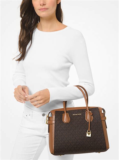 michael kors mercer large logo belted satchel|mercer medium logo belted satchel.